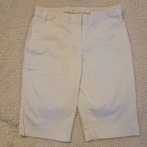 Elegant Cream-White Women's Bermuda Tailored Dress Shorts.Structured Waistband.